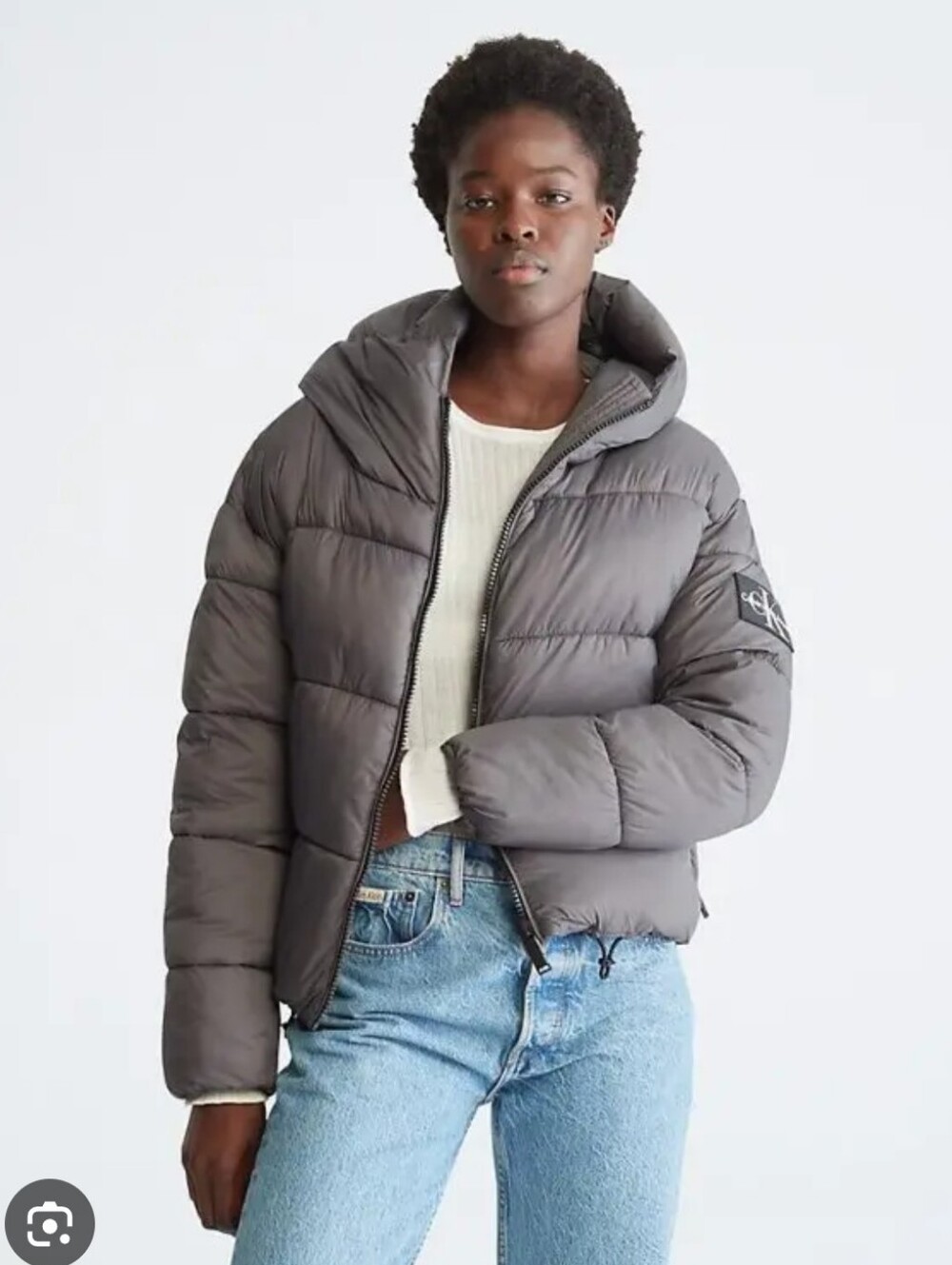 Calvin Klein Short Boxy Puffer Jacket - Gray